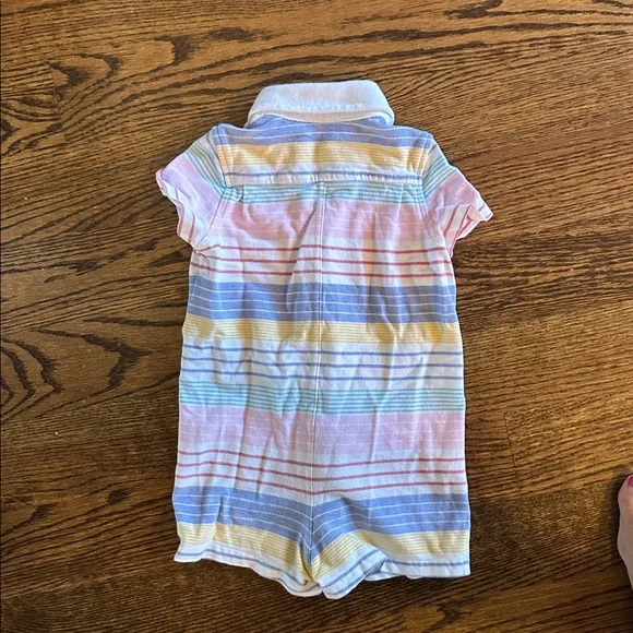 Ralph Lauren White and Blue Striped Baby Romper - Picture 2 of 3
